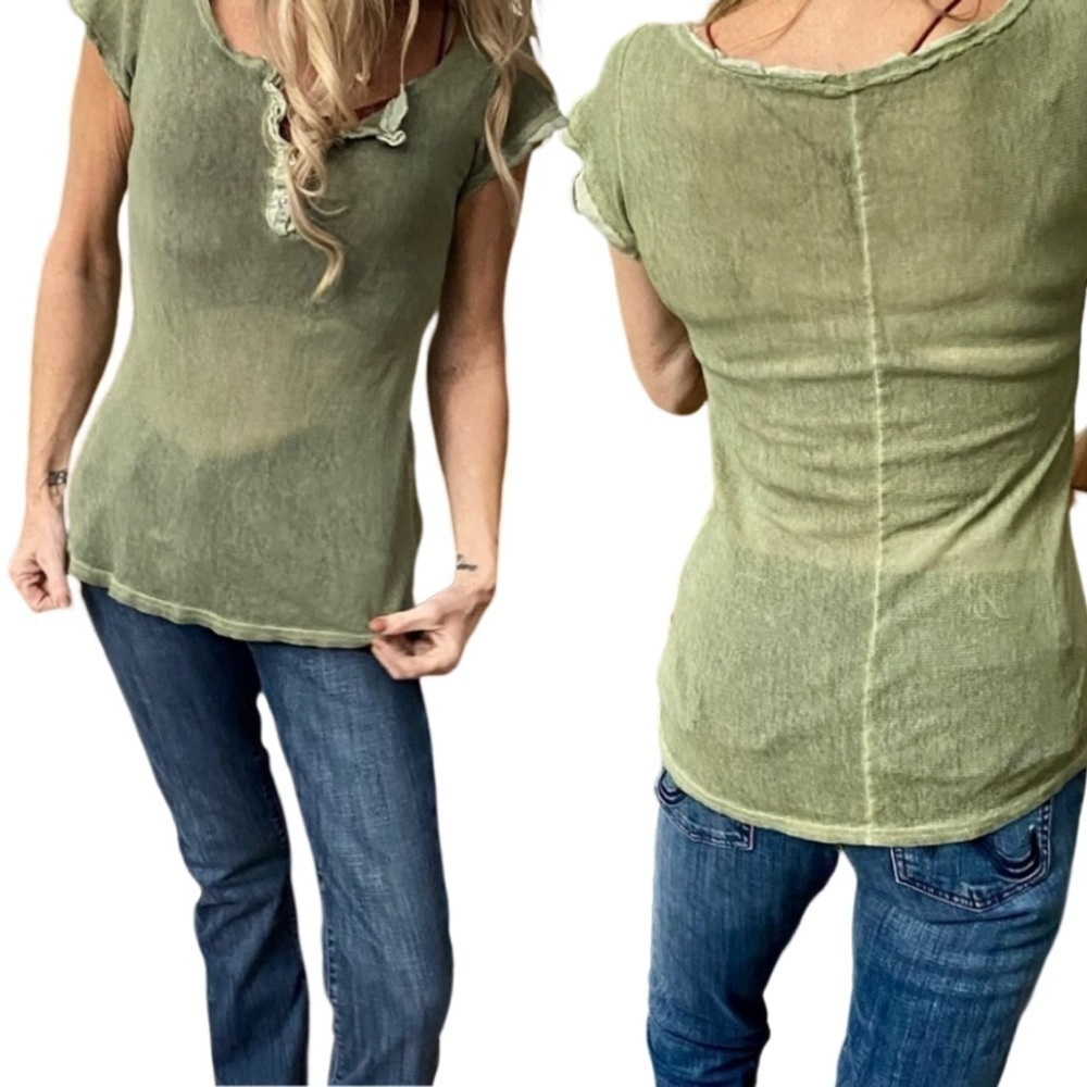 Sage Green Short Sleeve Henley